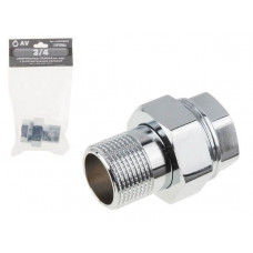 Американка прямая 3/4" вн.-нар. ХРОМ, AV Engineering (инд. упак.) (с уплотнительным кольцом)