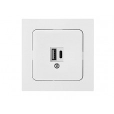 Розетка с двумя USB-разъемами (скрытая) белая, Astrum Bylectrica