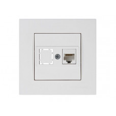 Розетка компьютерная 1xRJ45 (Cat6, скрытая) белая, RITA, MUTLUSAN