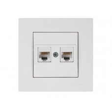 Розетка компьютерная 2xRJ45 (Cat5e, скрытая) белая, RITA, MUTLUSAN